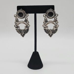 MOSAIQUE PARIS Earrings Vintage French Designer Earrings Black Enamel Filigree